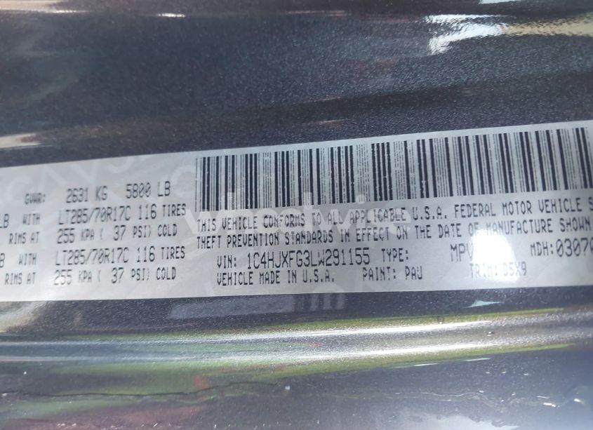 Photo 9 of 2020 Jeep Wrangler UNLIMITED RUBICON 4X4 (VIN 1C4HJXFG3LW291155)