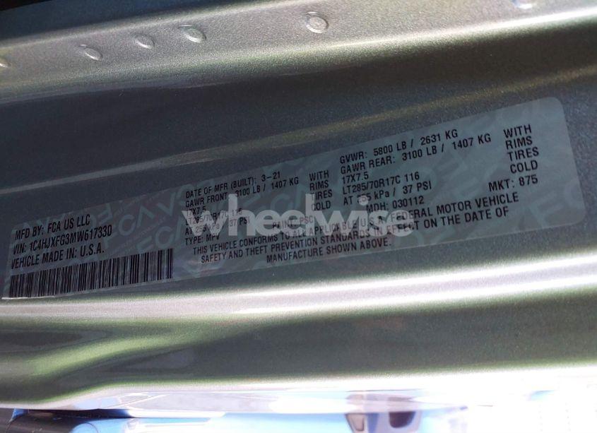 Photo 9 of 2021 Jeep Wrangler UNLIMITED RUBICON 4X4 (VIN 1C4HJXFG3MW617330)