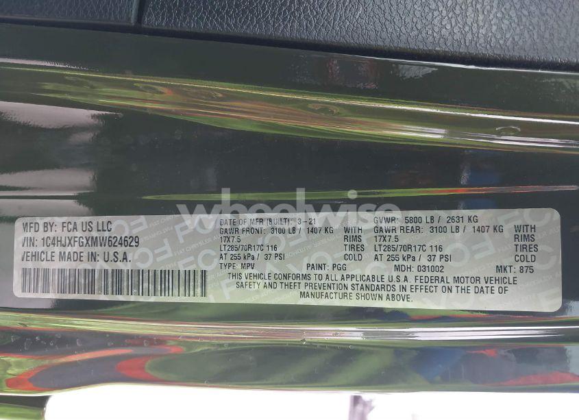 Photo 9 of 2021 Jeep Wrangler UNLIMITED RUBICON 4X4 (VIN 1C4HJXFGXMW624629)