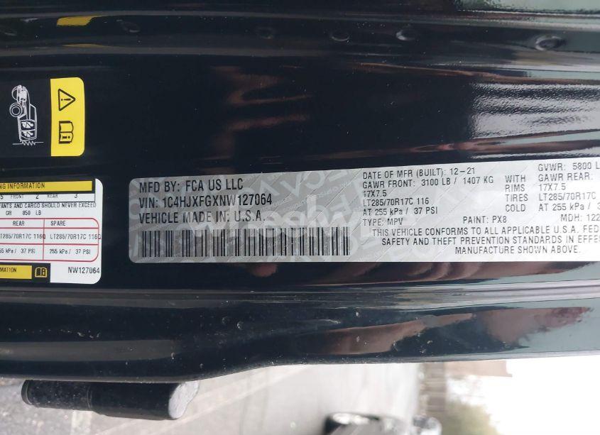 Photo 9 of 2022 Jeep Wrangler UNLIMITED RUBICON 4X4 (VIN 1C4HJXFGXNW127064)