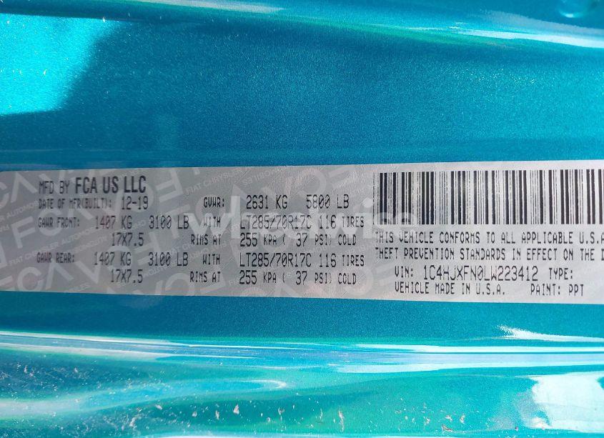 Photo 9 of 2020 Jeep Wrangler UNLIMITED RUBICON 4X4 (VIN 1C4HJXFN0LW223412)