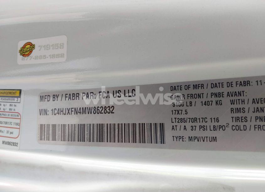 Photo 9 of 2021 Jeep Wrangler UNLIMITED RUBICON (VIN 1C4HJXFN4MW862832)