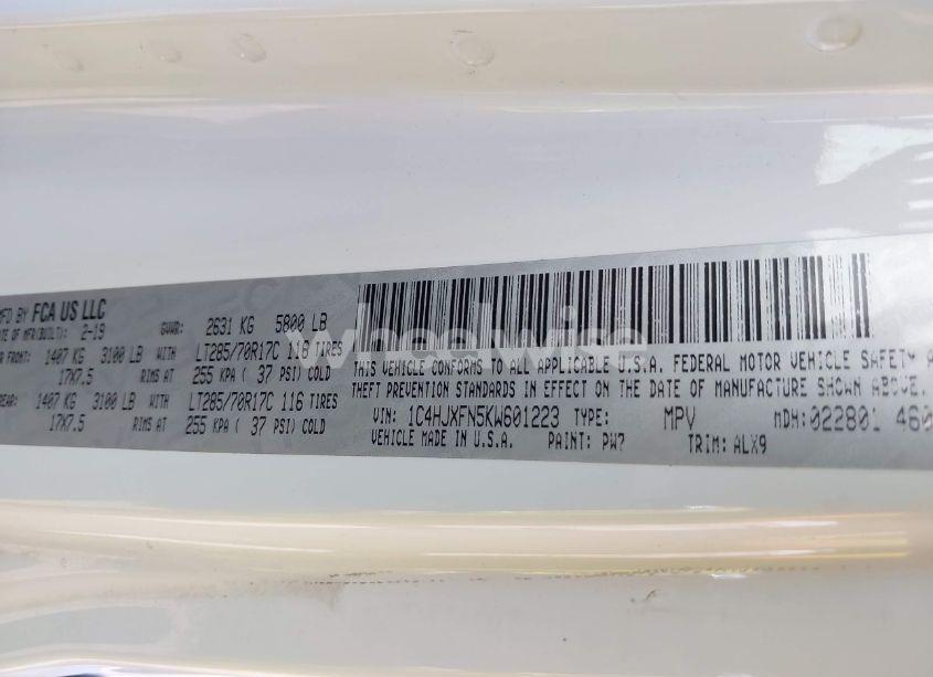 Photo 9 of 2019 Jeep Wrangler UNLIMITED RUBICON 4X4 (VIN 1C4HJXFN5KW601223)