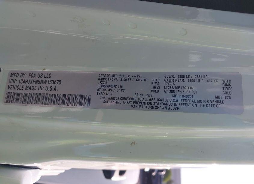 Photo 9 of 2022 Jeep Wrangler UNLIMITED RUBICON (VIN 1C4HJXFN5NW133675)