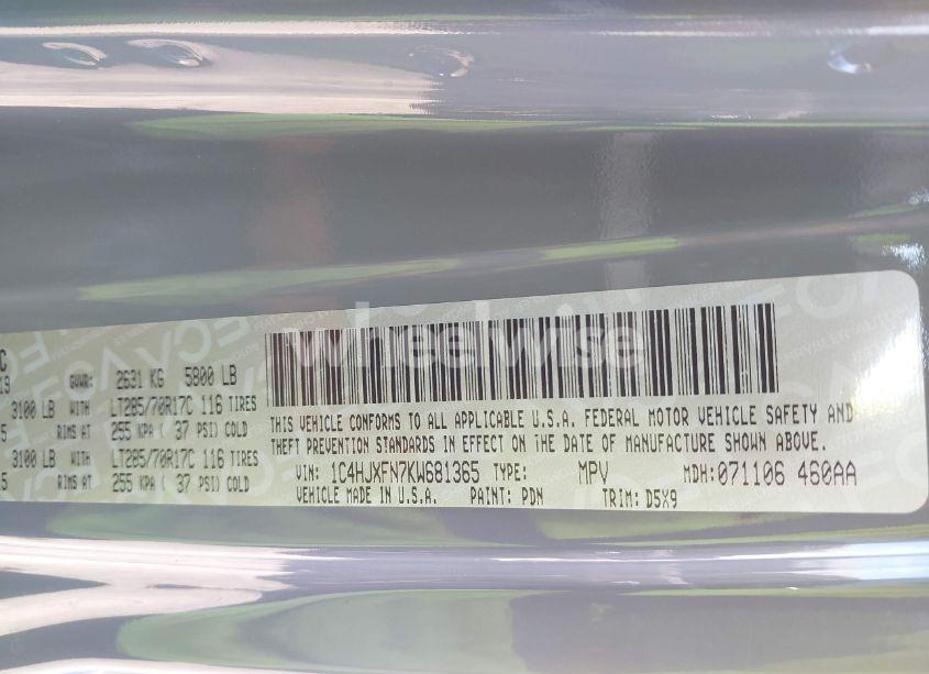 Photo 9 of 2019 Jeep Wrangler UNLIMITED RUBICON 4X4 (VIN 1C4HJXFN7KW681365)