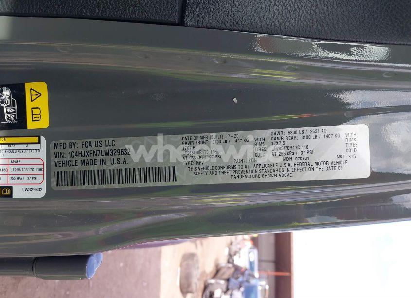 Photo 9 of 2020 Jeep Wrangler UNLIMITED RUBICON (VIN 1C4HJXFN7LW329632)