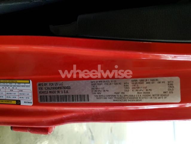 2021 JEEP WRANGLER UNLIMITED SPORT (VIN 1C4HJXKN5MW780453) main photo