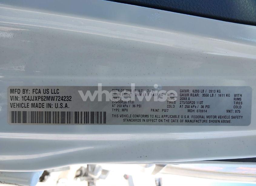 Photo 9 of 2021 Jeep Wrangler 4XE UNLIMITED SAHARA 4X4 (VIN 1C4JJXP62MW724232)