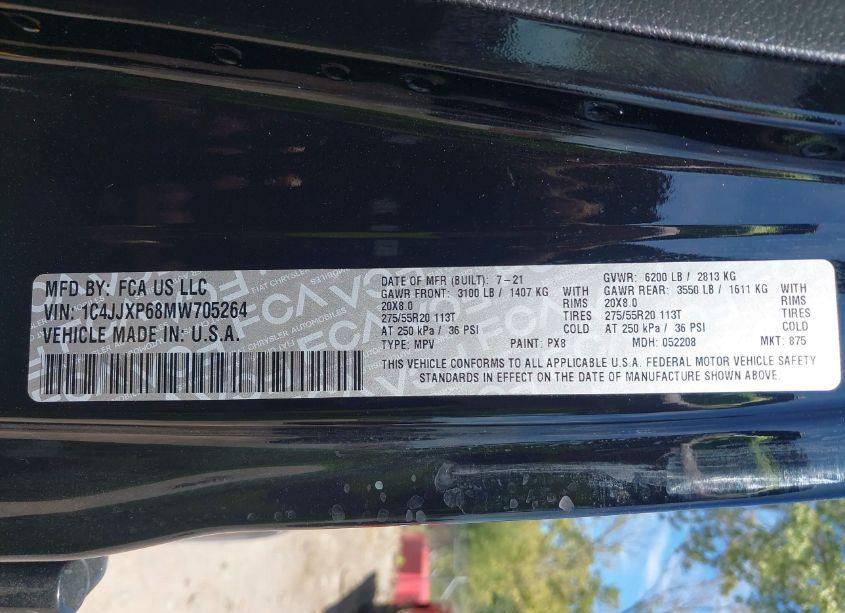 Photo 9 of 2021 Jeep Wrangler 4XE UNLIMITED SAHARA 4X4 (VIN 1C4JJXP68MW705264)