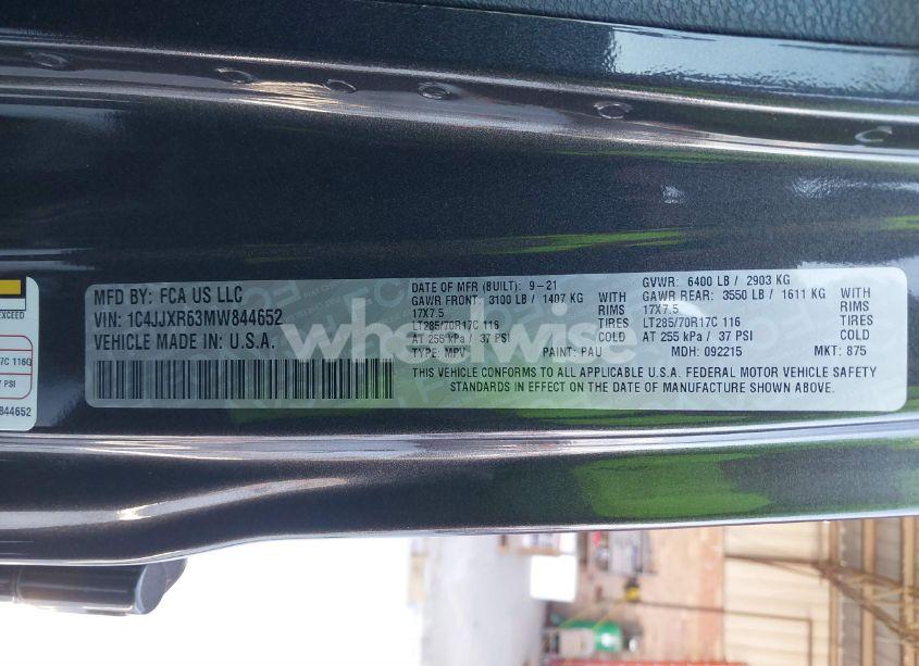 Photo 9 of 2021 Jeep Wrangler 4XE UNLIMITED RUBICON 4X4 (VIN 1C4JJXR63MW844652)