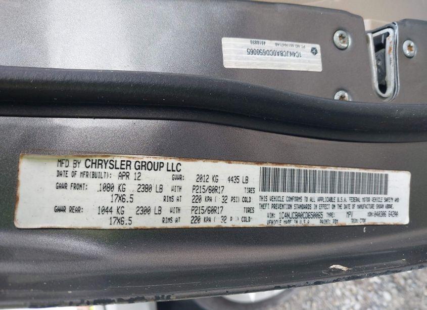 Photo 9 of 2012 Jeep Compass SPORT (VIN 1C4NJCBA0CD650065)