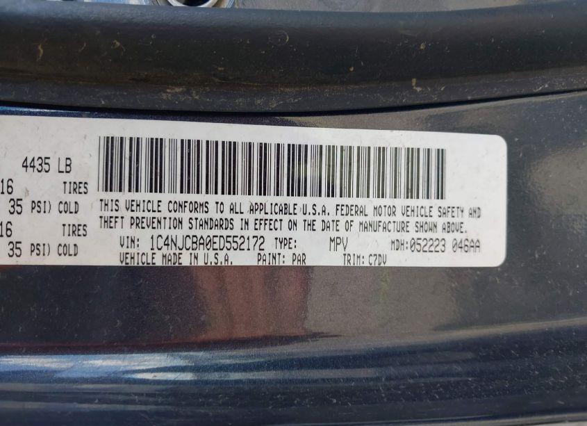 Photo 9 of 2014 Jeep Compass SPORT (VIN 1C4NJCBA0ED552172)