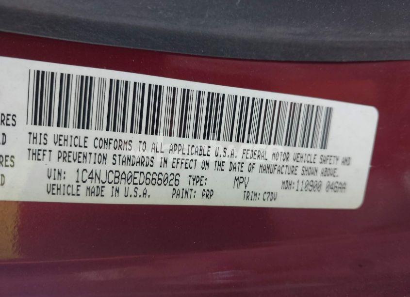 Photo 9 of 2014 Jeep Compass SPORT (VIN 1C4NJCBA0ED666026)