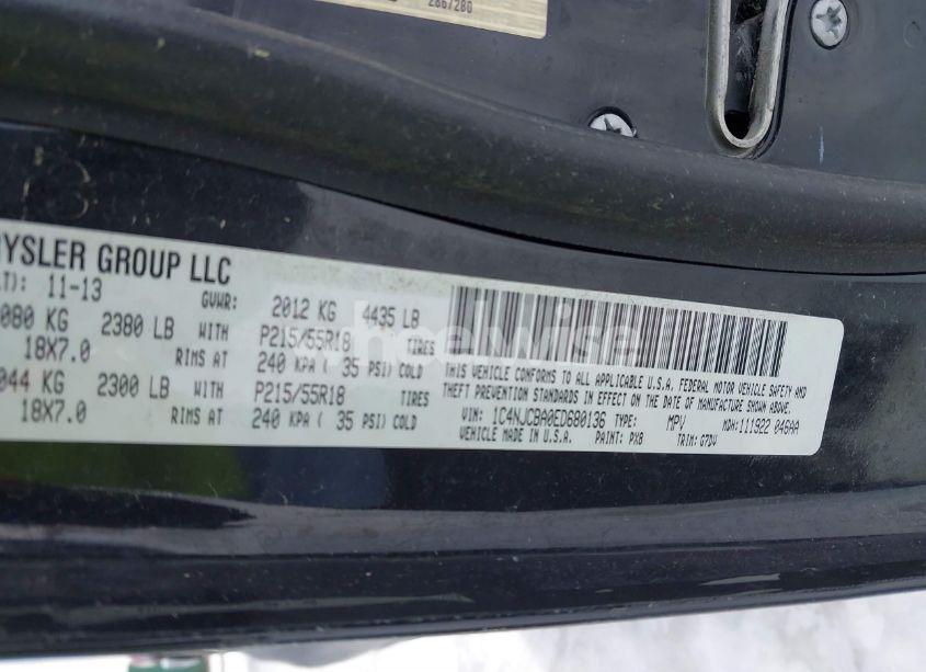 Photo 9 of 2014 Jeep Compass ALTITUDE (VIN 1C4NJCBA0ED680136)