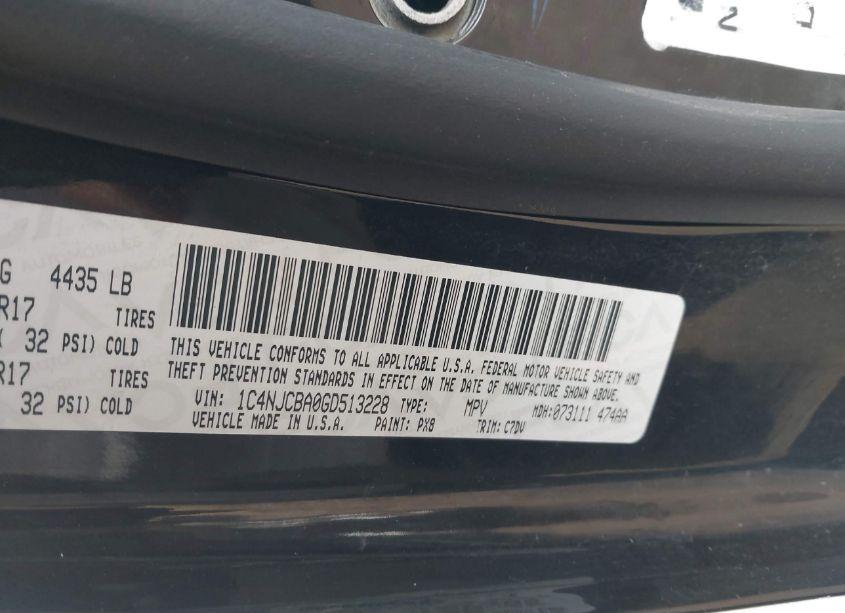 Photo 9 of 2016 Jeep Compass SPORT (VIN 1C4NJCBA0GD513228)