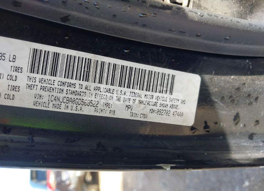 Photo 8 of 2016 Jeep Compass SPORT (VIN 1C4NJCBA0GD568522)