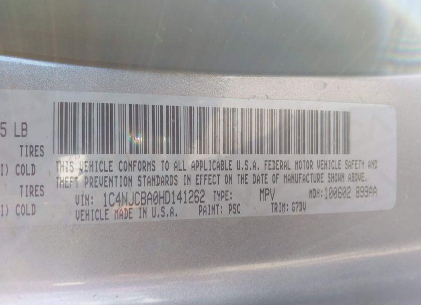 Photo 9 of 2017 Jeep Compass SPORT SE FWD (VIN 1C4NJCBA0HD141262)