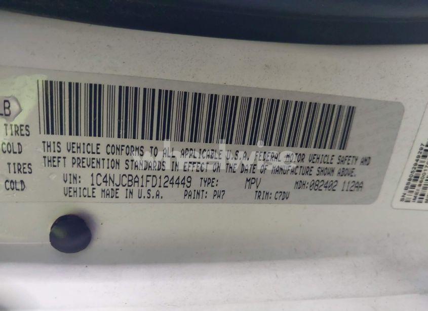 Photo 9 of 2015 Jeep Compass SPORT (VIN 1C4NJCBA1FD124449)