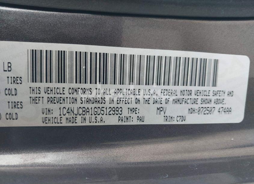 Photo 9 of 2016 Jeep Compass SPORT (VIN 1C4NJCBA1GD512993)