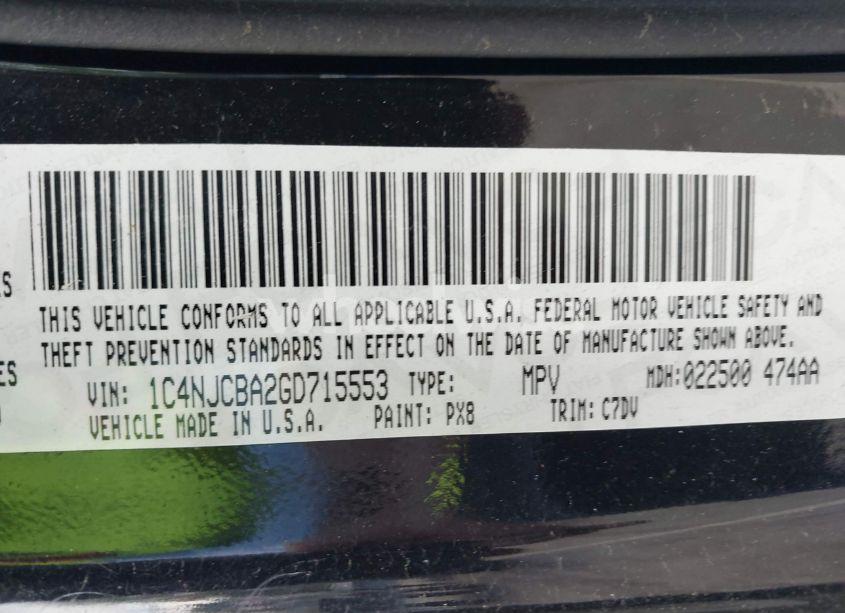 Photo 9 of 2016 Jeep Compass SPORT (VIN 1C4NJCBA2GD715553)