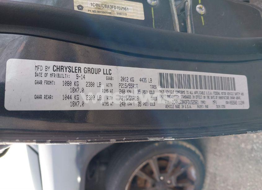 Photo 9 of 2015 Jeep Compass ALTITUDE EDITION (VIN 1C4NJCBA3FD152561)