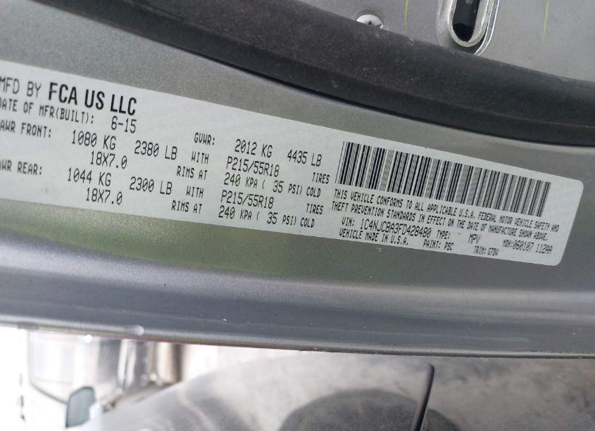 Photo 9 of 2015 Jeep Compass ALTITUDE EDITION (VIN 1C4NJCBA3FD428480)