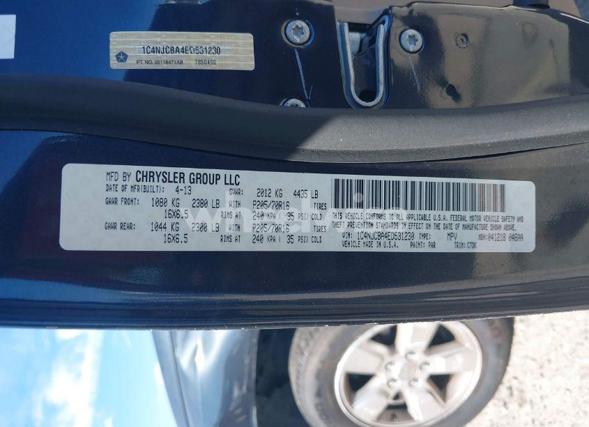 Photo 9 of 2014 Jeep Compass SPORT (VIN 1C4NJCBA4ED531230)