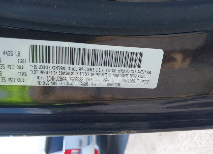 Photo 9 of 2014 Jeep Compass SPORT (VIN 1C4NJCBA4ED626998)