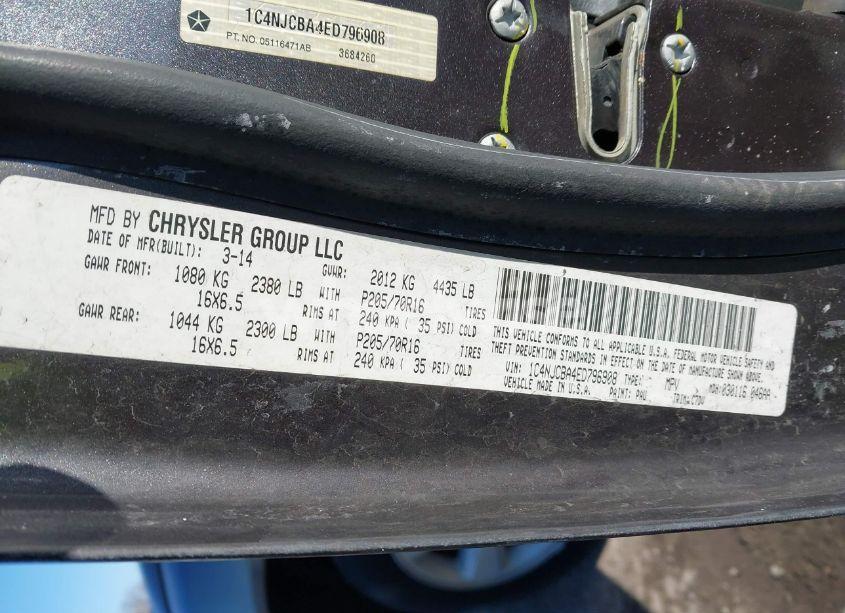 Photo 9 of 2014 Jeep Compass SPORT (VIN 1C4NJCBA4ED796908)