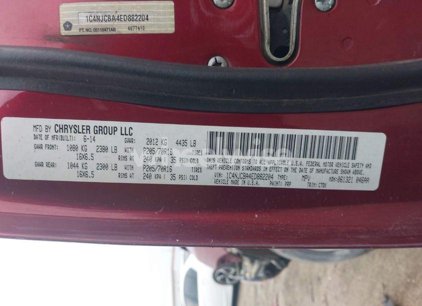 Photo 9 of 2014 Jeep Compass SPORT (VIN 1C4NJCBA4ED882204)