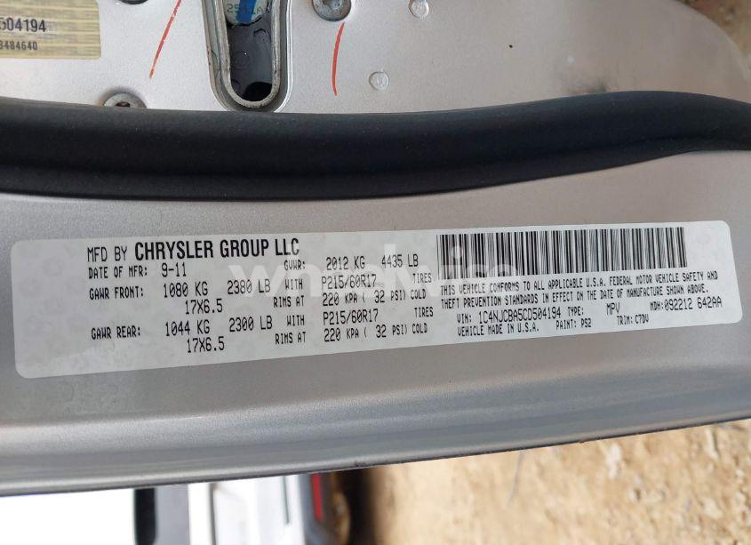 Photo 9 of 2012 Jeep Compass SPORT (VIN 1C4NJCBA5CD504194)