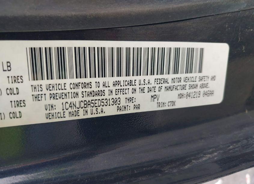 Photo 9 of 2014 Jeep Compass SPORT (VIN 1C4NJCBA5ED531303)