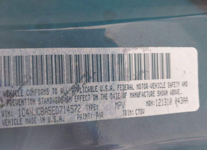 Photo 9 of 2014 Jeep Compass SPORT (VIN 1C4NJCBA5ED714572)