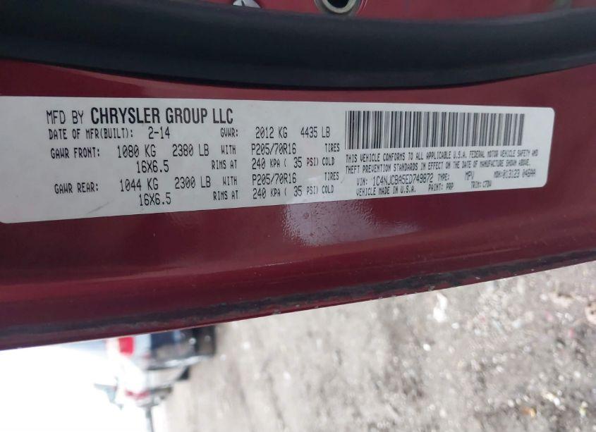 Photo 9 of 2014 Jeep Compass SPORT (VIN 1C4NJCBA5ED749872)