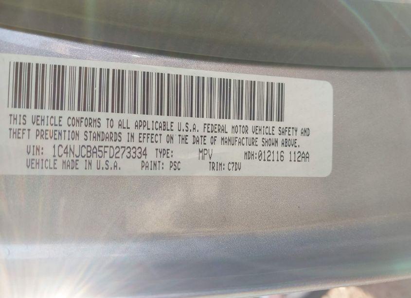 Photo 9 of 2015 Jeep Compass SPORT (VIN 1C4NJCBA5FD273334)