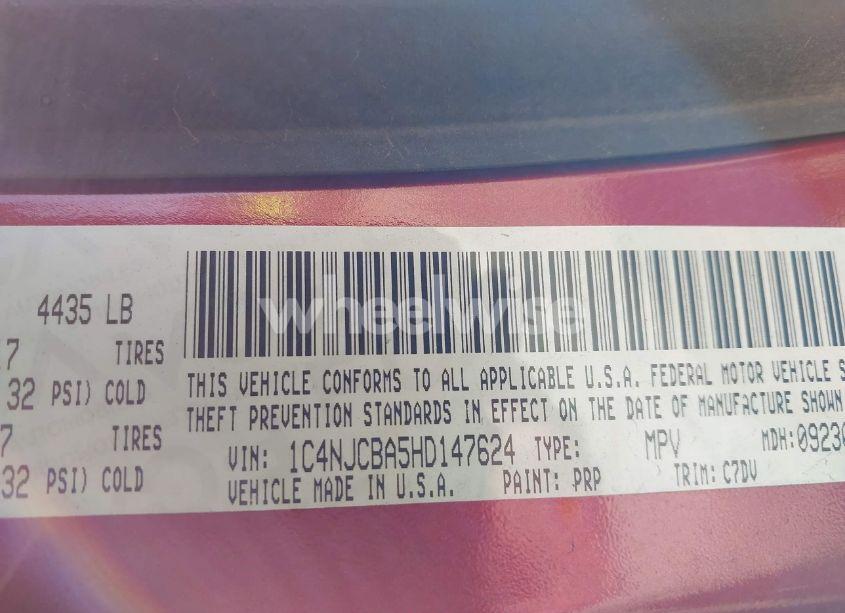 Photo 9 of 2017 Jeep Compass SPORT FWD (VIN 1C4NJCBA5HD147624)