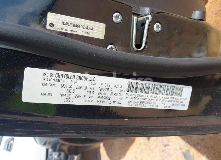 Photo 9 of 2014 Jeep Compass SPORT (VIN 1C4NJCBA6ED720364)