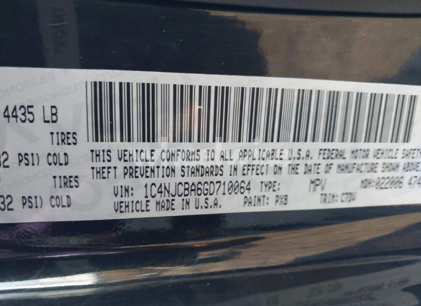 Photo 9 of 2016 Jeep Compass SPORT (VIN 1C4NJCBA6GD710064)