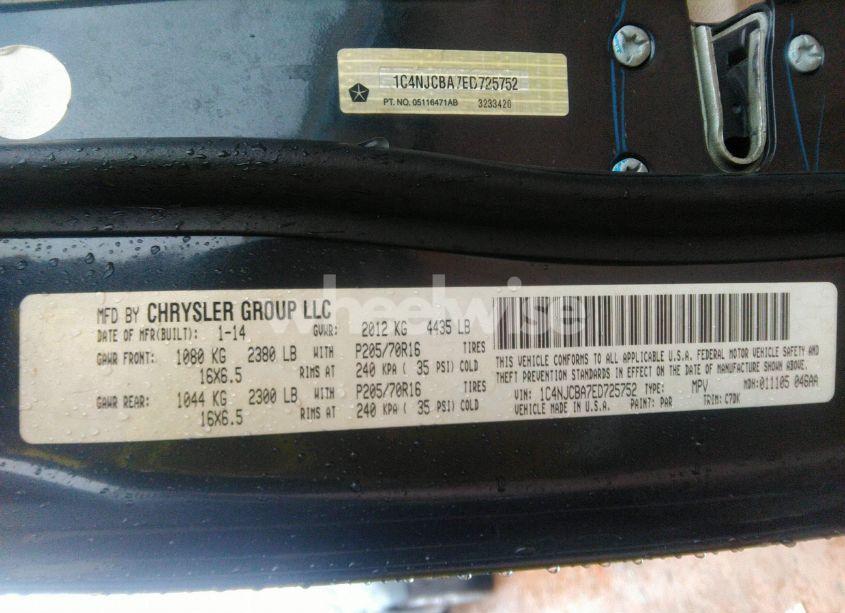 Photo 9 of 2014 Jeep Compass SPORT (VIN 1C4NJCBA7ED725752)