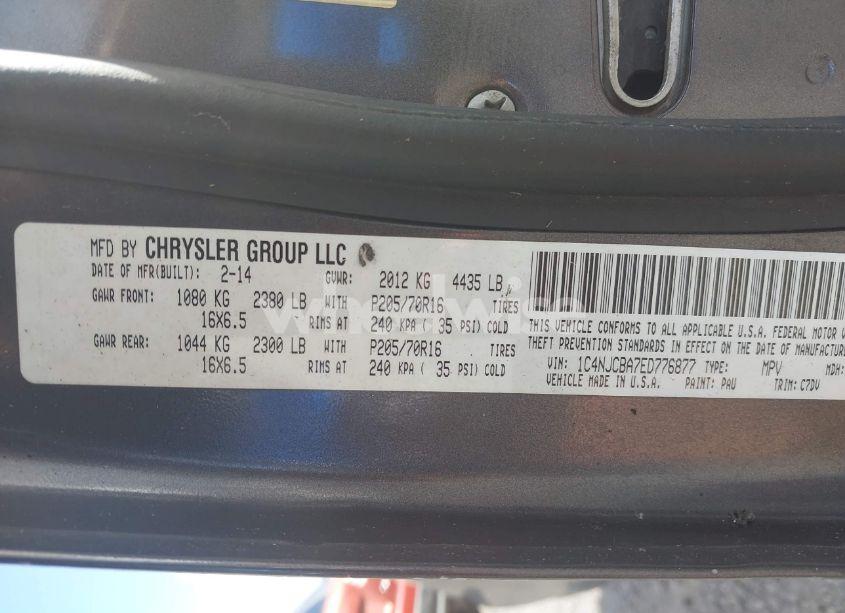 Photo 9 of 2014 Jeep Compass SPORT (VIN 1C4NJCBA7ED776877)