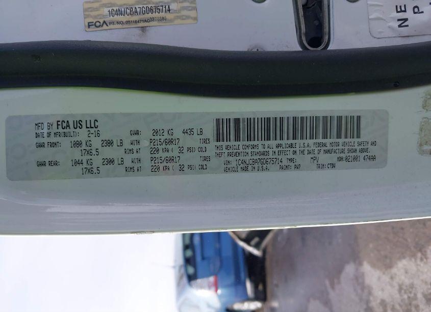 Photo 9 of 2016 Jeep Compass SPORT (VIN 1C4NJCBA7GD675714)