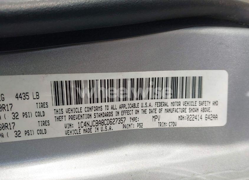 Photo 9 of 2012 Jeep Compass SPORT (VIN 1C4NJCBA8CD627357)