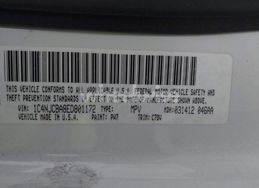 Photo 9 of 2014 Jeep Compass SPORT (VIN 1C4NJCBA8ED801172)