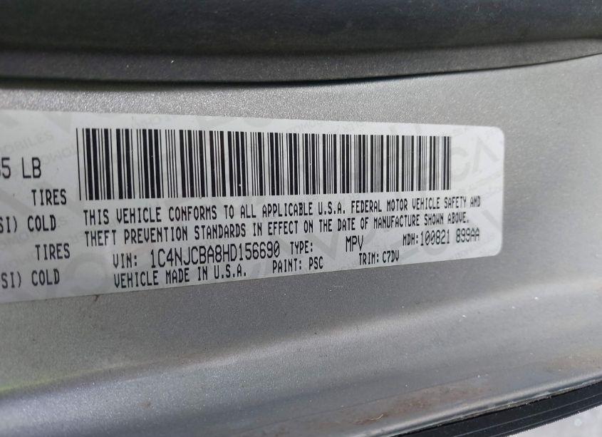 Photo 9 of 2017 Jeep Compass SPORT FWD (VIN 1C4NJCBA8HD156690)