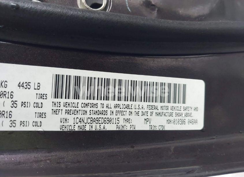 Photo 9 of 2014 Jeep Compass SPORT (VIN 1C4NJCBA9ED690115)