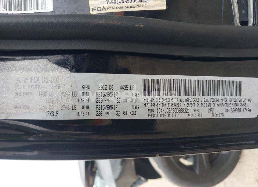 Photo 9 of 2016 Jeep Compass SPORT (VIN 1C4NJCBA9GD688321)