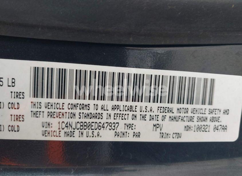 Photo 9 of 2014 Jeep Compass SPORT (VIN 1C4NJCBB0ED647937)