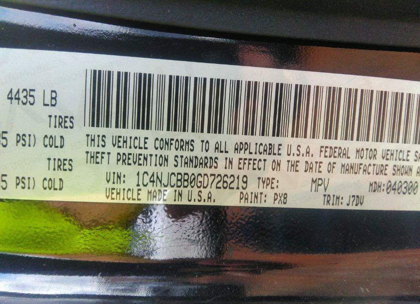 Photo 9 of 2016 Jeep Compass 75TH ANNIVERSARY (VIN 1C4NJCBB0GD726219)