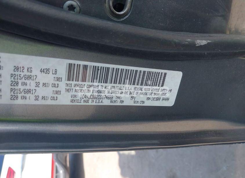 Photo 9 of 2013 Jeep Compass SPORT (VIN 1C4NJCBB2DD174668)