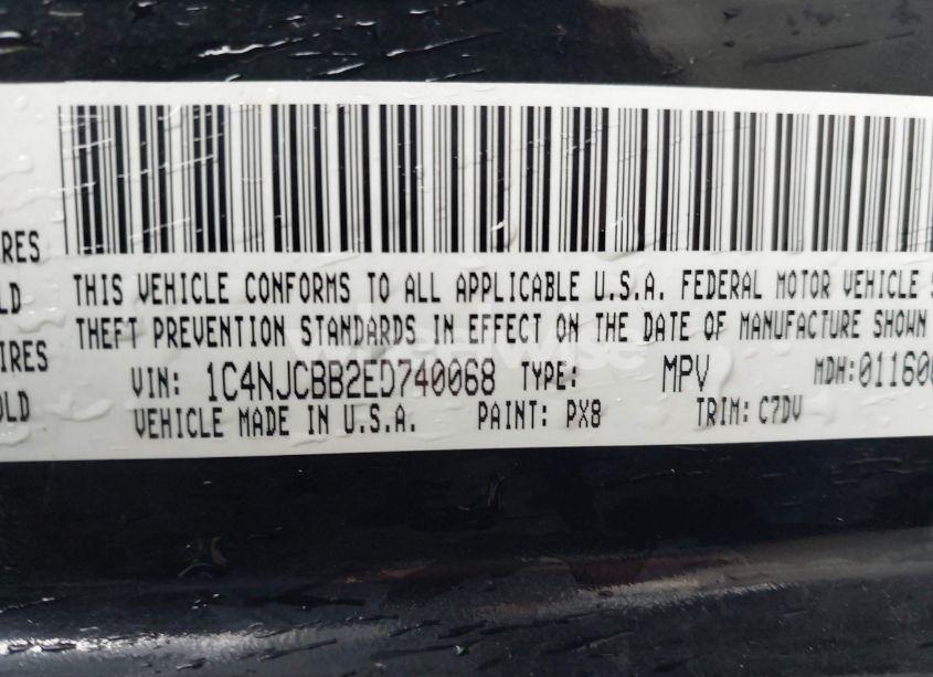 Photo 9 of 2014 Jeep Compass SPORT (VIN 1C4NJCBB2ED740068)